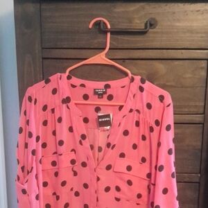 Torrid Pink Polka Dot Blouse